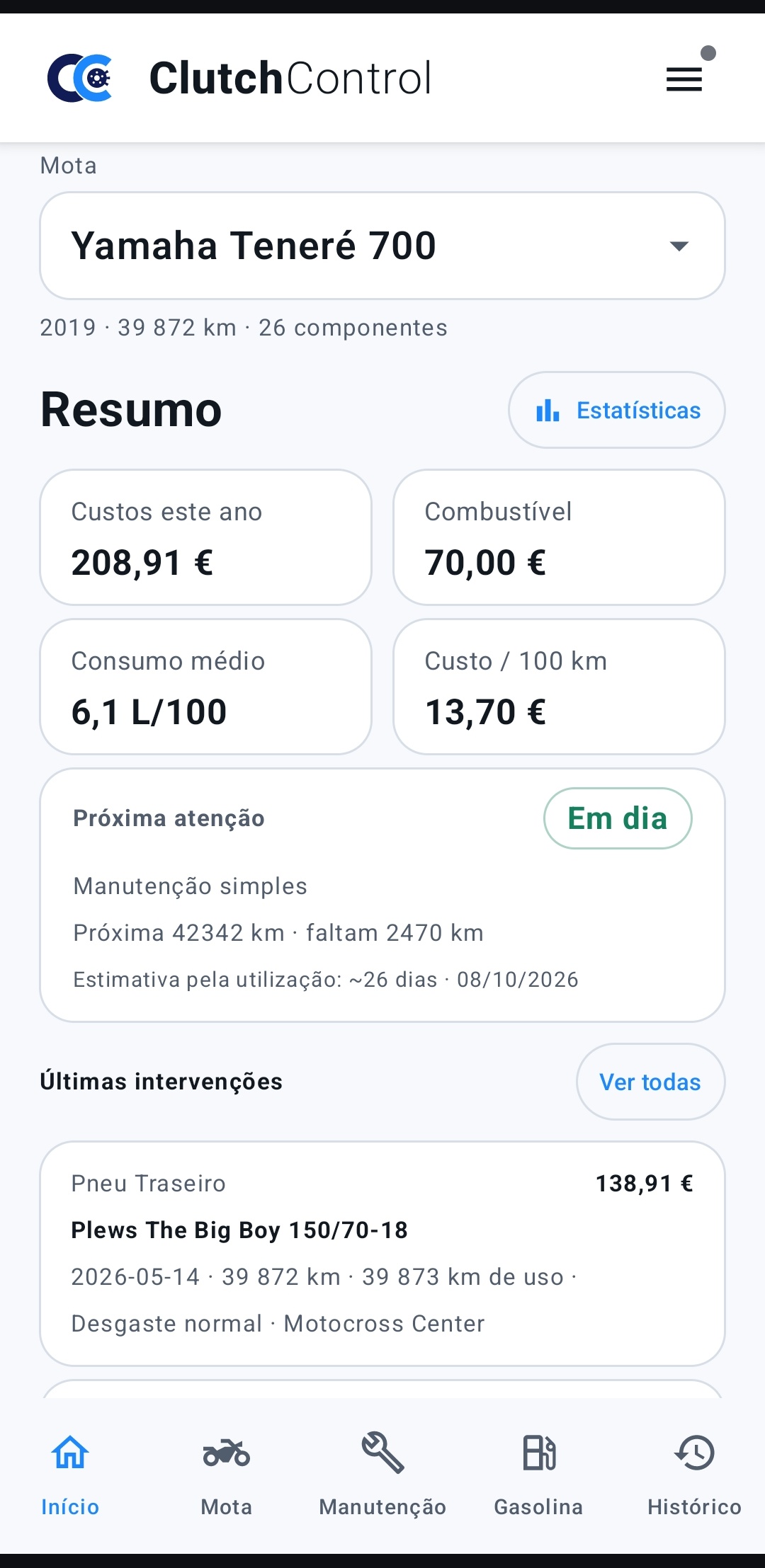 Screenshot real do ClutchControl